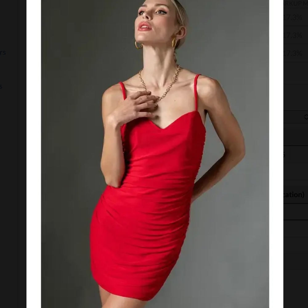 Mesh Draped Dress Red